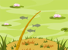 鱼竿钓鱼矢量flash动画